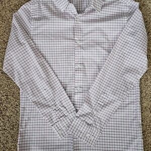 Men's White and Pink Checkered Shirt